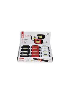 Certifikovaný COB LED čelovka P3538, 110 lm, 3× AAA, 12 ks, display box