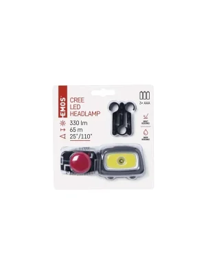 CREE LED + COB LED čelovka P3531, 330 lm, 65 m, 3× AAA Výhodná Nabídka