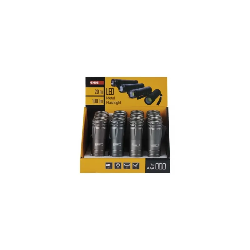 COB LED ruční kovová svítilna P4705, 100 lm, 3× AAA, 12 ks, display box Kup Teď