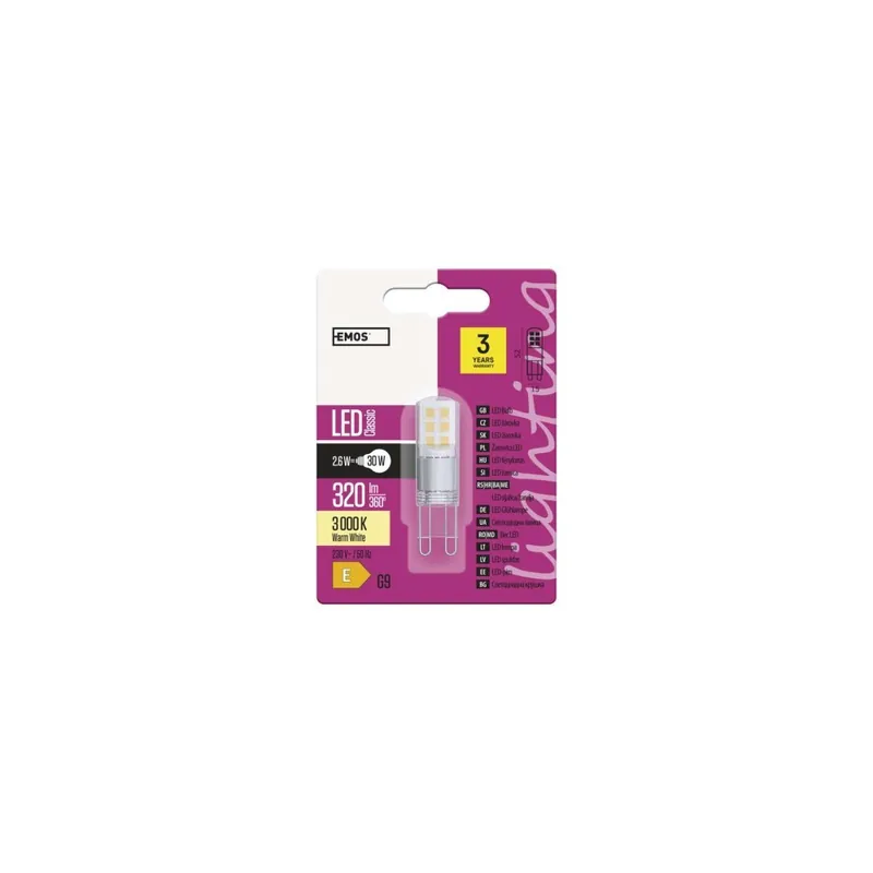 Víkendová Akce LED žárovka Classic JC 2,6W G9 teplá bílá