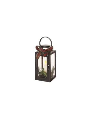 Cenový Hit LED dekorace – vánoční lucerna se svíčkou černá, 20 cm, 3x AAA, vnitřní, vintage
