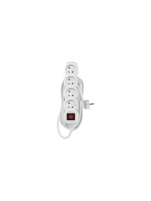 Exclusieve Akce Prodlužovací kabel 5 m / 4 zásuvky / s vypínačem / bílý / PVC / 1,5 mm2