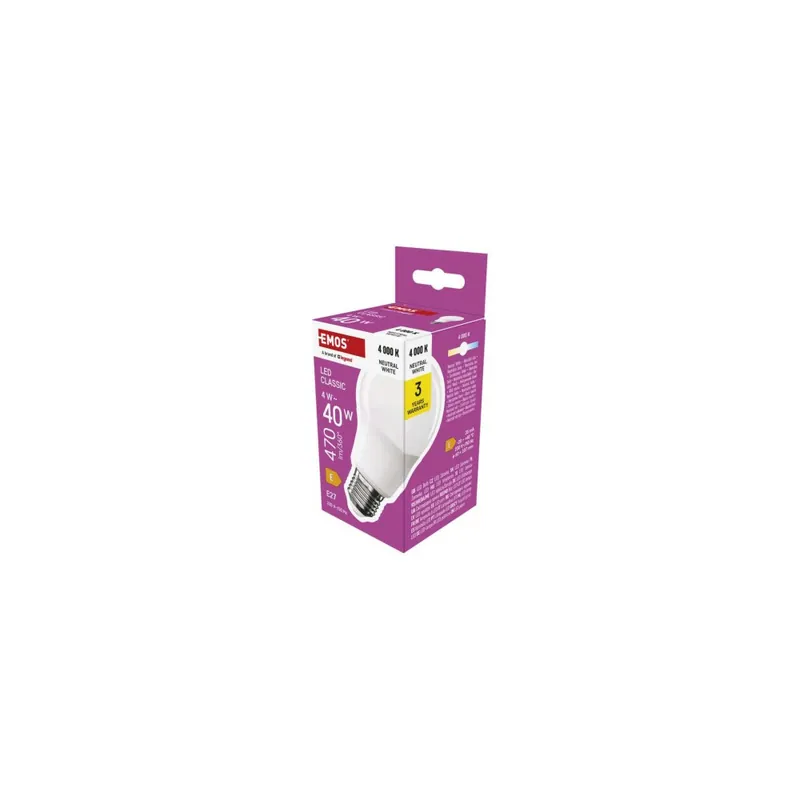 Výhodná Nabídka LED žárovka Classic A60 / E27 / 4 W (40 W) / 470 lm / neutrální bílá
