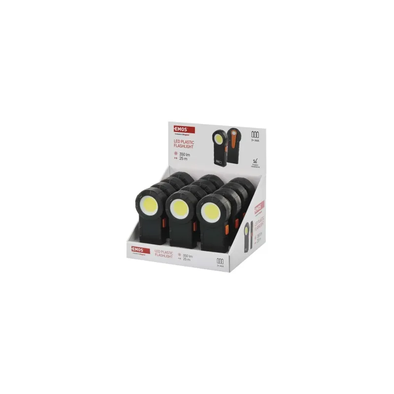 Blesková Nabídka COB LED svítilna plastová, 3× AAA