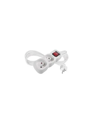 Časově Omezené Prodlužovací kabel 2 m / 2 zásuvky / s vypínačem / bílý / PVC / 1 mm2