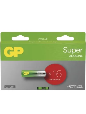 Alkalická baterie GP Super AA (LR6), 16 ks Ověřený