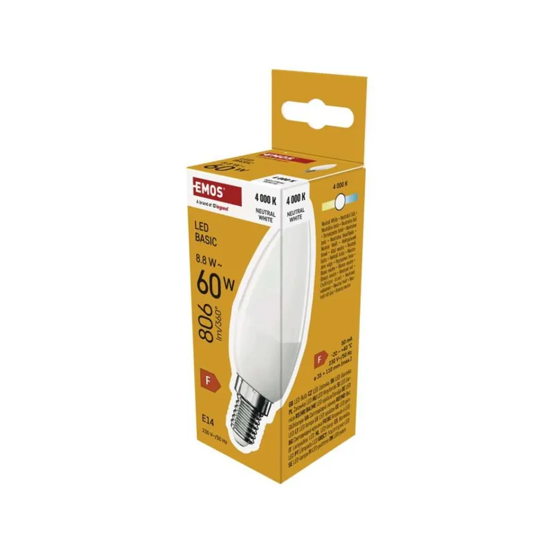 LED žárovka Basic Candle E14 / 8,8 W (60 W) / 806 lm / Neutrální bílá Hete Deal