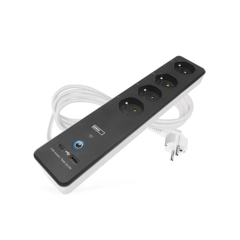 Weekendaanbieding GoSmart prodlužovací kabel 2 m / 4 zásuvky / s vyp. / s USB / bílá-černá / PVC / 1,5 mm2