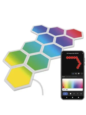 Dokud Zásoby Vydrží GoSmart LED svítidlo Hexagon, startovací sada, 10 dílů, 19 W, RGBIC stmívatelné, WiFi