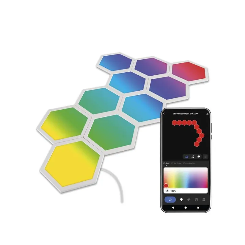 Op = Op GoSmart LED svítidlo Hexagon, startovací sada, 10 dílů, 19 W, RGBIC stmívatelné, WiFi