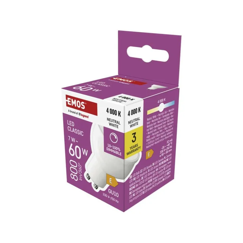 Speciale Aanbieding LED žárovka Classic MR16 / GU10 / 7 W (60 W) / 800 lm / neutrální bílá / stmívatelná