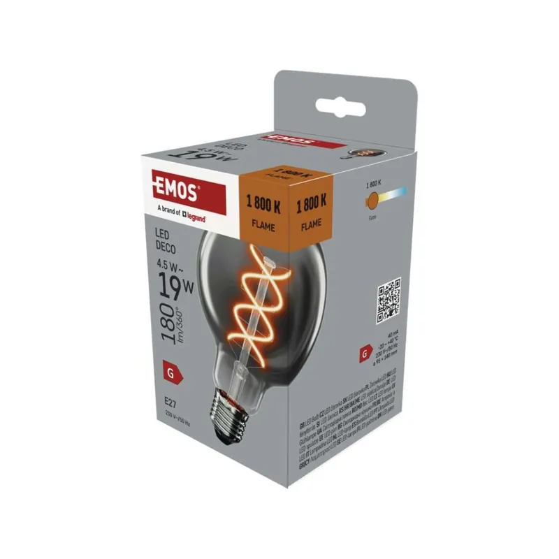 LED žárovka DECO SMOKED G95 / E27 / 4,5 W (19 W) / 180 lm / flame Seizoensaanbieding