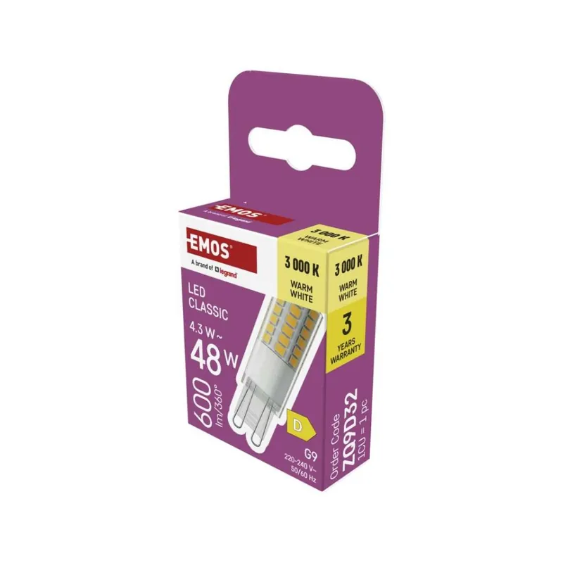 Tijdelijk Beschikbaar LED žárovka Classic JC / G9 / 4,3 W (48 W) / 600 lm / teplá bílá