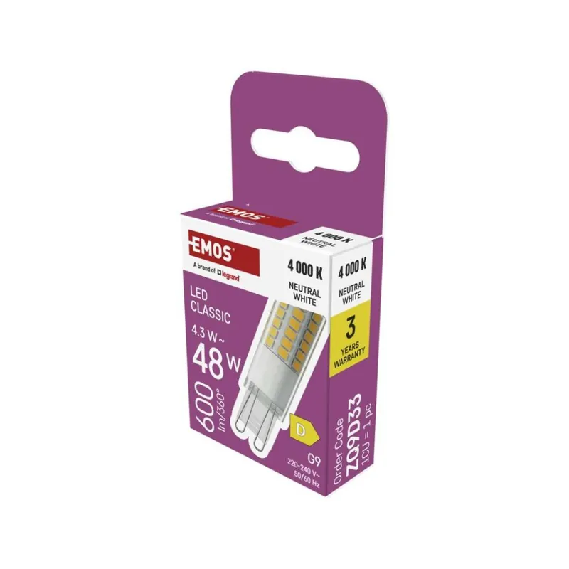 LED žárovka Classic JC / G9 / 4,3 W (48 W) / 600 lm / neutrální bílá Seizoensaanbieding