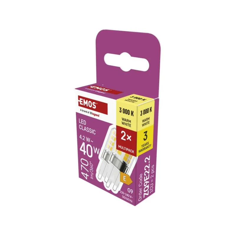 Speciale Aanbieding LED žárovka Classic JC / G9 / 4,2 W (40 W) / 470 lm / teplá bílá / 2 ks