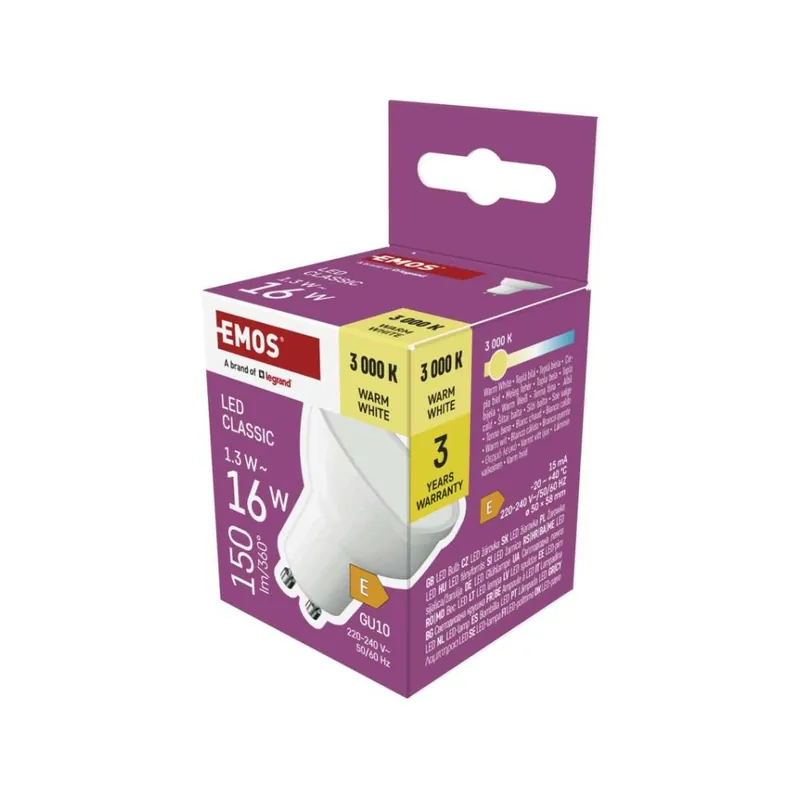 Shop Nu LED žárovka Classic MR16 bílá / GU10 / 1,3 W (16 W) / 150 lm / teplá bílá