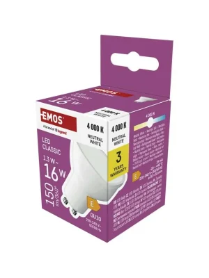 Zlevněný LED žárovka Classic MR16 bílá / GU10 / 1,3 W (16 W) / 150 lm / neutrální bílá