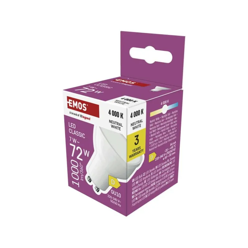 Op = Op LED žárovka Classic MR16 bílá / GU10 / 7 W (72 W) / 1000 lm / neutrální bílá