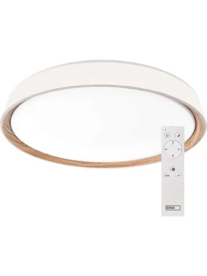 Cenově Výhodný LED přisazené svítidlo ILVI, kruhové 30W, stmív. se změnou CCT, bílá+dřevo