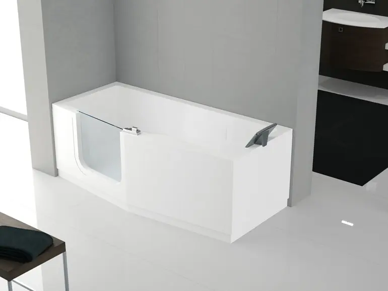 Lage Prijs Asymetrická vana s dvířky pro tělesně postižené Santech IRIS, 170 x 80 cm, bílá, levá