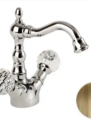 Retro vodovodní baterie umyvadlová Bianchi BOHEME 1039VOT, stará mosaz, křišťál Swarovski Laatste Kans