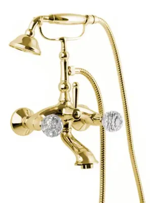 Premium Zlatá retro vodovodní baterie vanová nástěnná Bianchi BOHEME 1023ORO, křišťál Swarovski