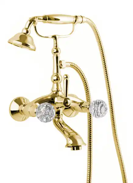 Premium Zlatá retro vodovodní baterie vanová nástěnná Bianchi BOHEME 1023ORO, křišťál Swarovski