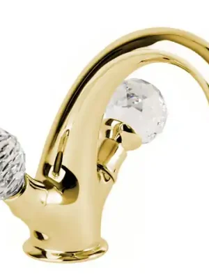 Zlatá umyvadlová vodovodní baterie Bianchi BOHEME 1034ORO, designová, křišťál Swarovski Shop Nu