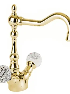 Korting Zlatá umyvadlová vodovodní baterie Bianchi BOHEME 1036ORO, retro, křišťál Swarovski