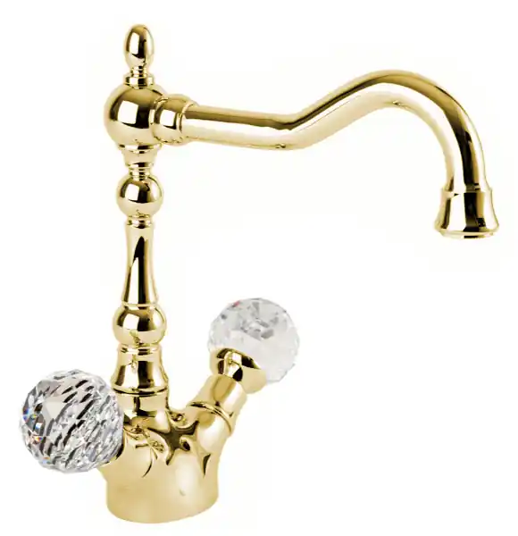 Korting Zlatá umyvadlová vodovodní baterie Bianchi BOHEME 1036ORO, retro, křišťál Swarovski