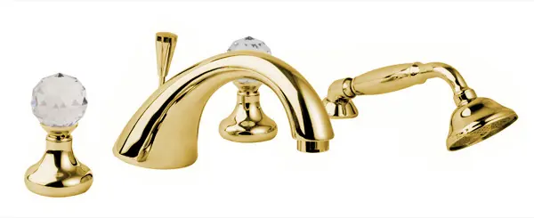 Zlatá vodovodní baterie vanová stojánková Bianchi BOHEME 1050ORO, design křišťál Swarovski Actieprijs