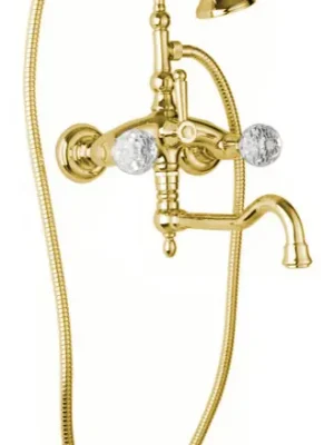 Zlatá retro vodovodní baterie vanová nástěnná Bianchi BOHEME 1083ORO, křišťál Swarovski Favoriet