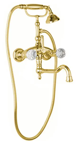Zlatá retro vodovodní baterie vanová nástěnná Bianchi BOHEME 1083ORO, křišťál Swarovski Favoriet