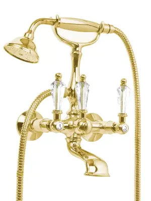 Populair Zlatá retro vodovodní baterie vanová Bianchi DIAMOND 1023ORO, křišťál Swarovski