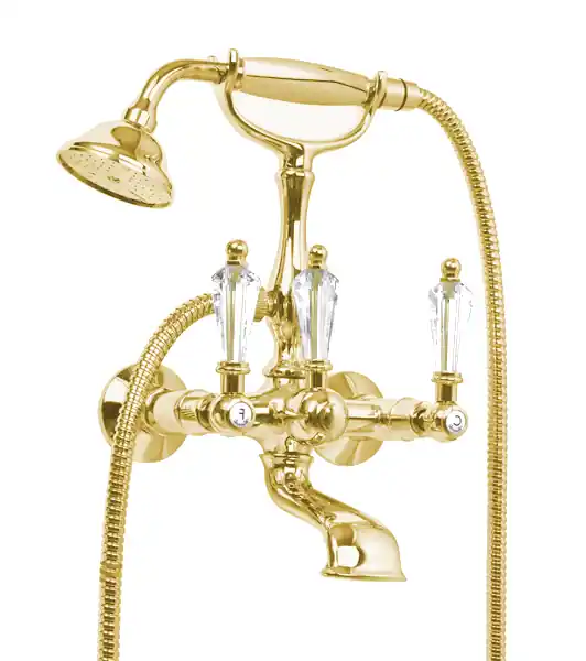Populair Zlatá retro vodovodní baterie vanová Bianchi DIAMOND 1023ORO, křišťál Swarovski