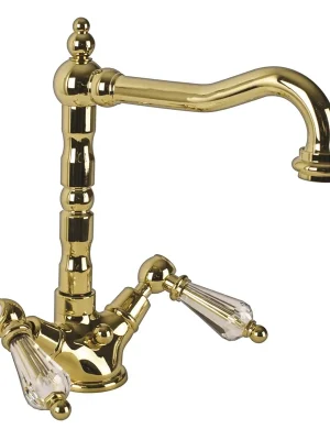 Nu Kopen Vodovodní umyvadlová baterie Bianchi DIAMOND 1036ORO, zlato, retro, křišťál Swarovski