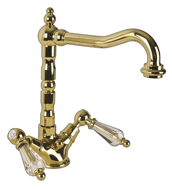 Nu Kopen Vodovodní umyvadlová baterie Bianchi DIAMOND 1036ORO, zlato, retro, křišťál Swarovski