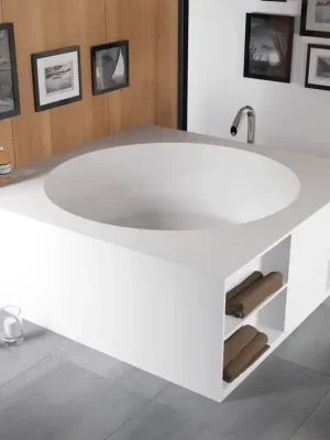 Volně stojící vana Riho TARRAGONA BS45005 170 x 170 cm, litý mramor, matná bílá Premium