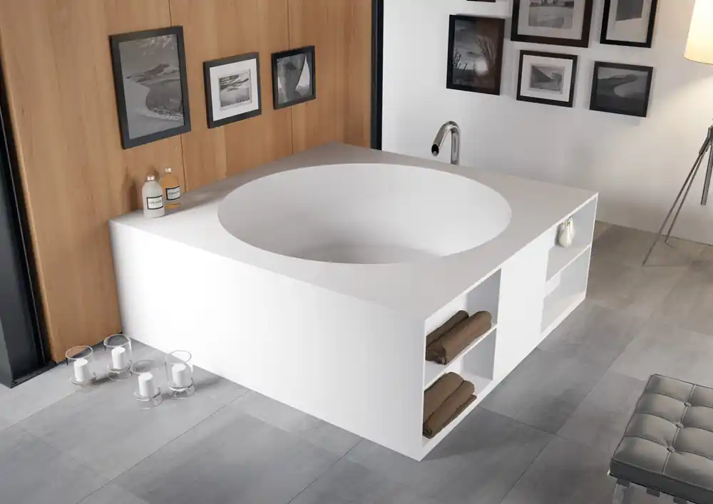 Volně stojící vana Riho TARRAGONA BS45005 170 x 170 cm, litý mramor, matná bílá Premium
