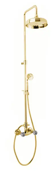 Beste Prijs Zlatý sprchový nástěnný set s baterií retro Bianchi BOHEME 1057ORO, 2x sprcha, Swarovski
