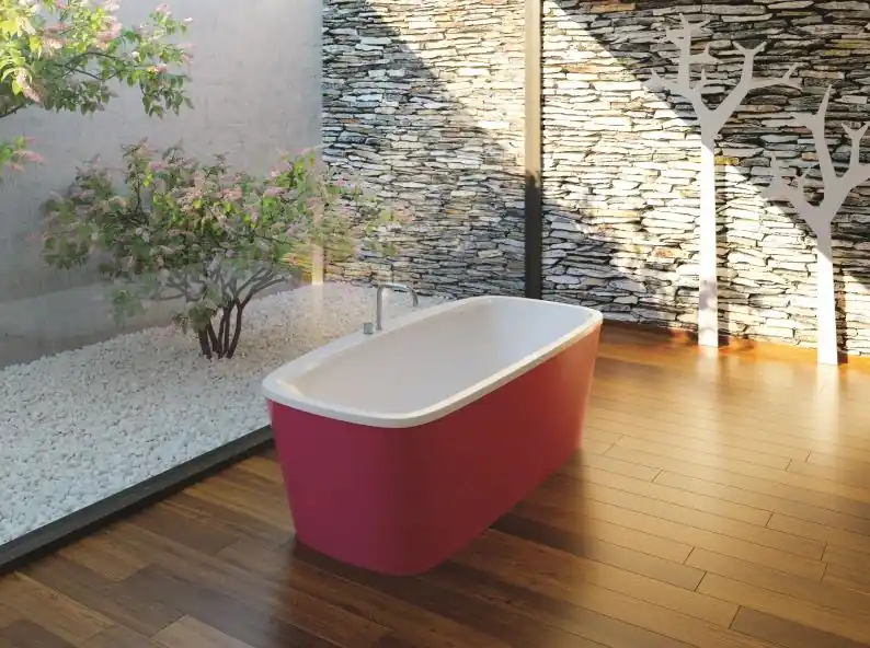 Volně stojící vana s panelem Santech BEVEL 180 x 86 cm povrch panelu dle barev RAL Tijdelijk Beschikbaar