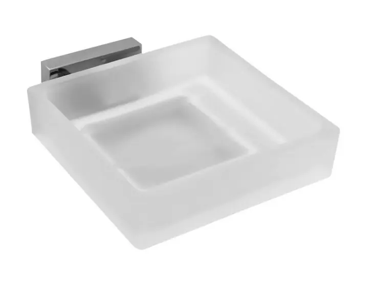 Hete Deal Skleněná hranatá mýdlenka Bemeta PLAZA, 118108022, 100 x 130 mm, chrom / mléčné sklo