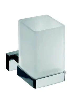 Weekendaanbieding Skleněný koupelnový držák kartáčků Bemeta PLAZA, 118210019, hranatý, chrom / mléčné sklo