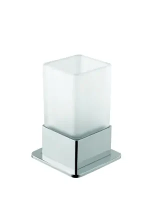 Hete Deal Hranatý skleněný držák kartáčků na postavení Bemeta PLAZA, 140110061, chrom / mléčné sklo