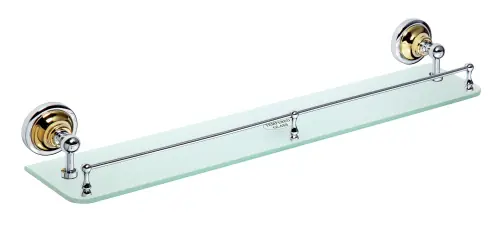 Polička skleněná s hrazdou 600 mm Bemeta RETRO 144202268 chrom a zlato / mléčné sklo Merkproduct
