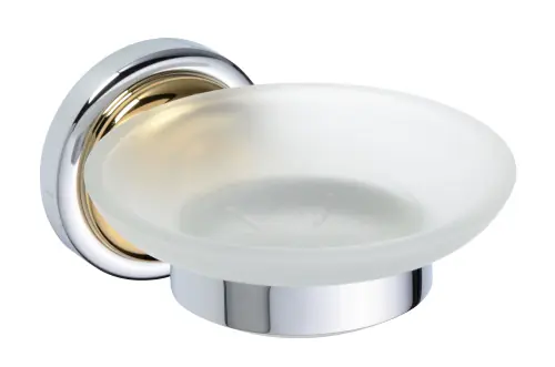 Designová kulatá mýdlenka Bemeta RETRO 144208028 chrom a zlato / mléčné sklo Laatste Kans