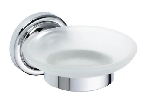 Designová kulatá mýdlenka do koupelny Bemeta RETRO 144308022, chrom / mléčné sklo Beperkte Voorraad