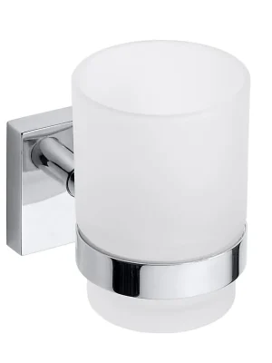 Skleněný držák kartáčků Bemeta BETA, 132110012, designový, nástěnný, chrom / mléčné sklo Bestel Nu
