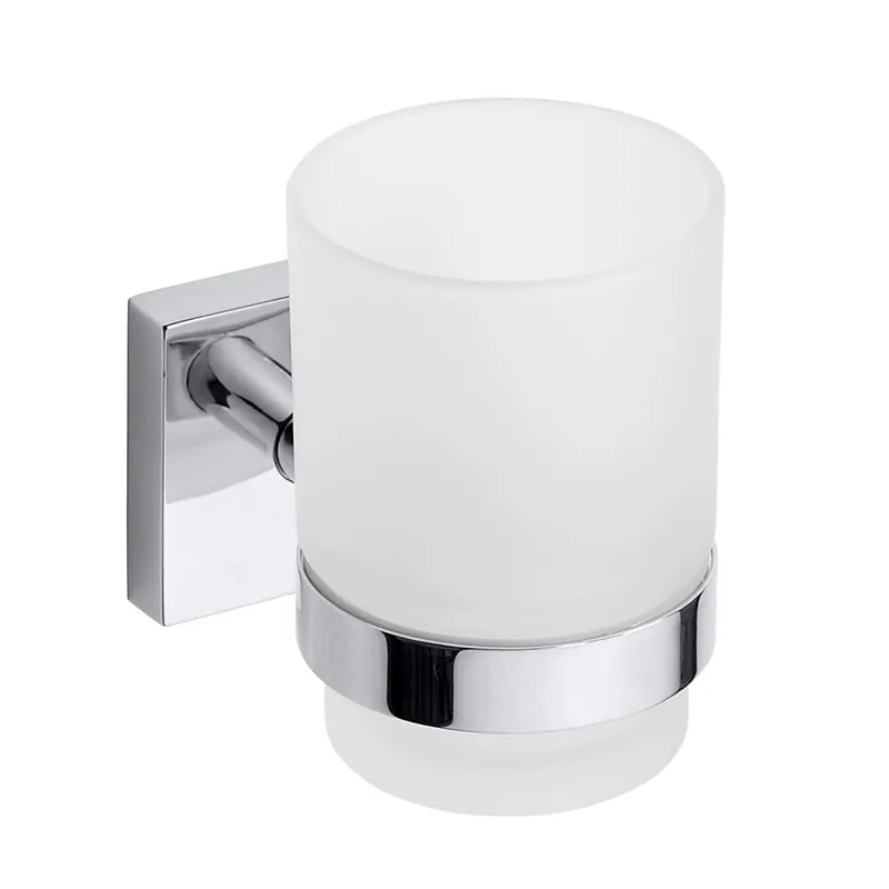 Skleněný držák kartáčků Bemeta BETA, 132110012, designový, nástěnný, chrom / mléčné sklo Bestel Nu
