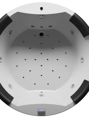 Kulatá masážní vana pro 4 osoby Riho CARMEN BZ29 – hydromasážní systém HYDRO / AERO, 3x motor, průměr 180 cm, bílá Bezpečná Platba